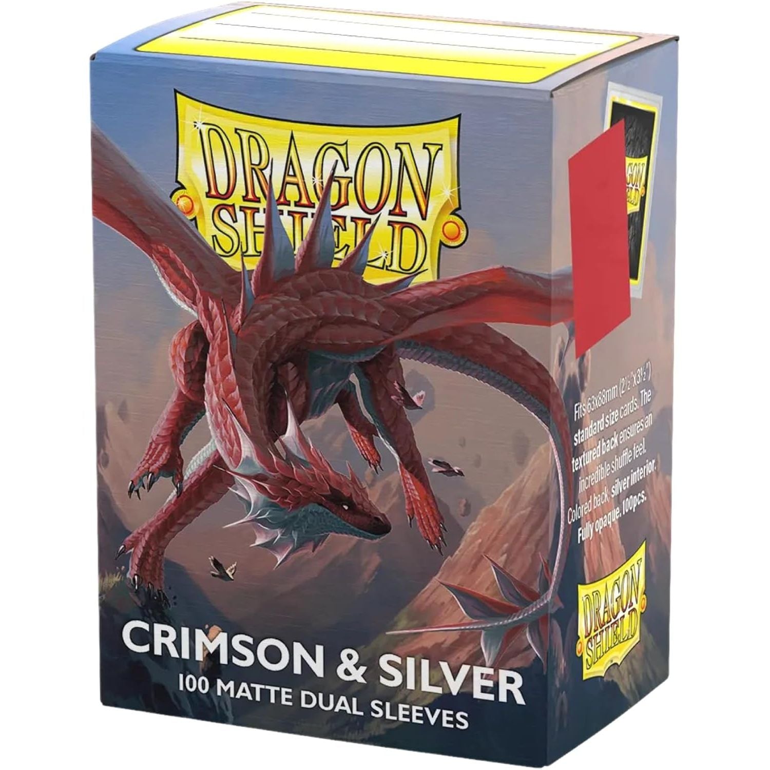 Dragon Shield - Crimson & Silver - Matte Dual Sleeves (100 Count)
