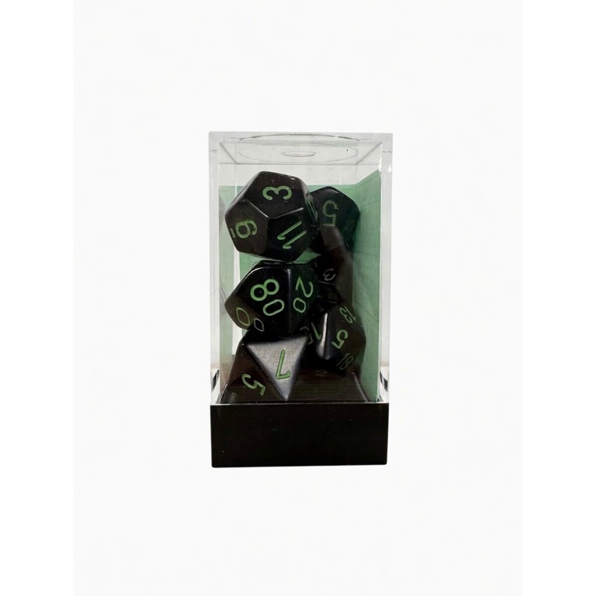 Opaque Black & Green - 7 Piece Polyhedral Dice Set - Chessex