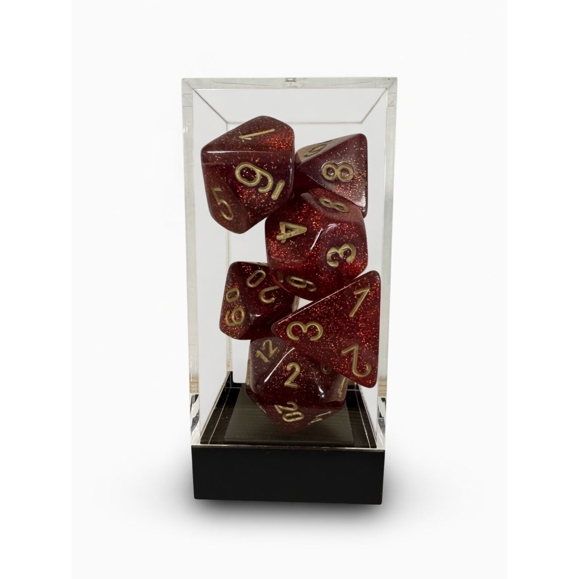 Glitter Ruby & Gold - 7 Piece MegaHedral Dice Set - Chessex